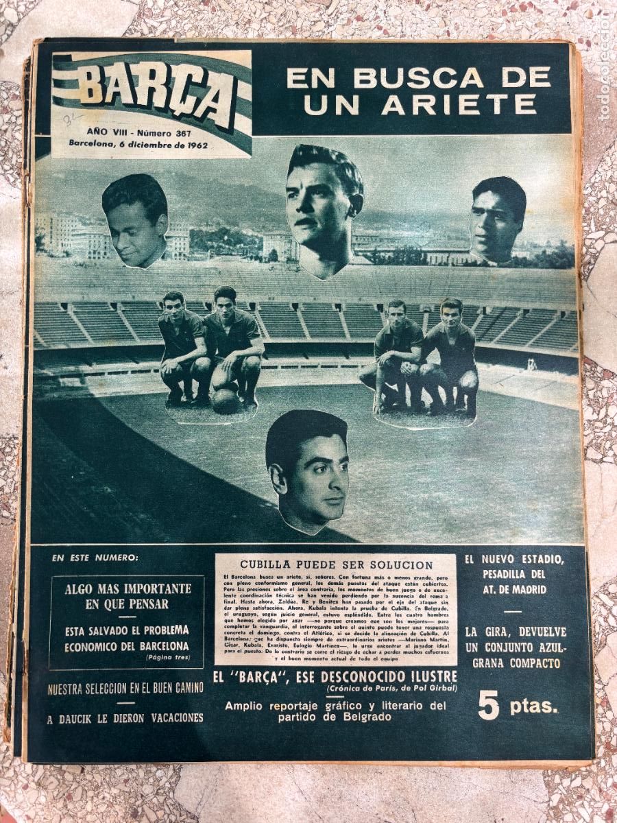 Coleccionismo deportivo: BAR&Ccedil;A N&ordm; 367 A&Ntilde;O 1962. CUBILLA POSIBLE FICHAJE. DAUCIK.