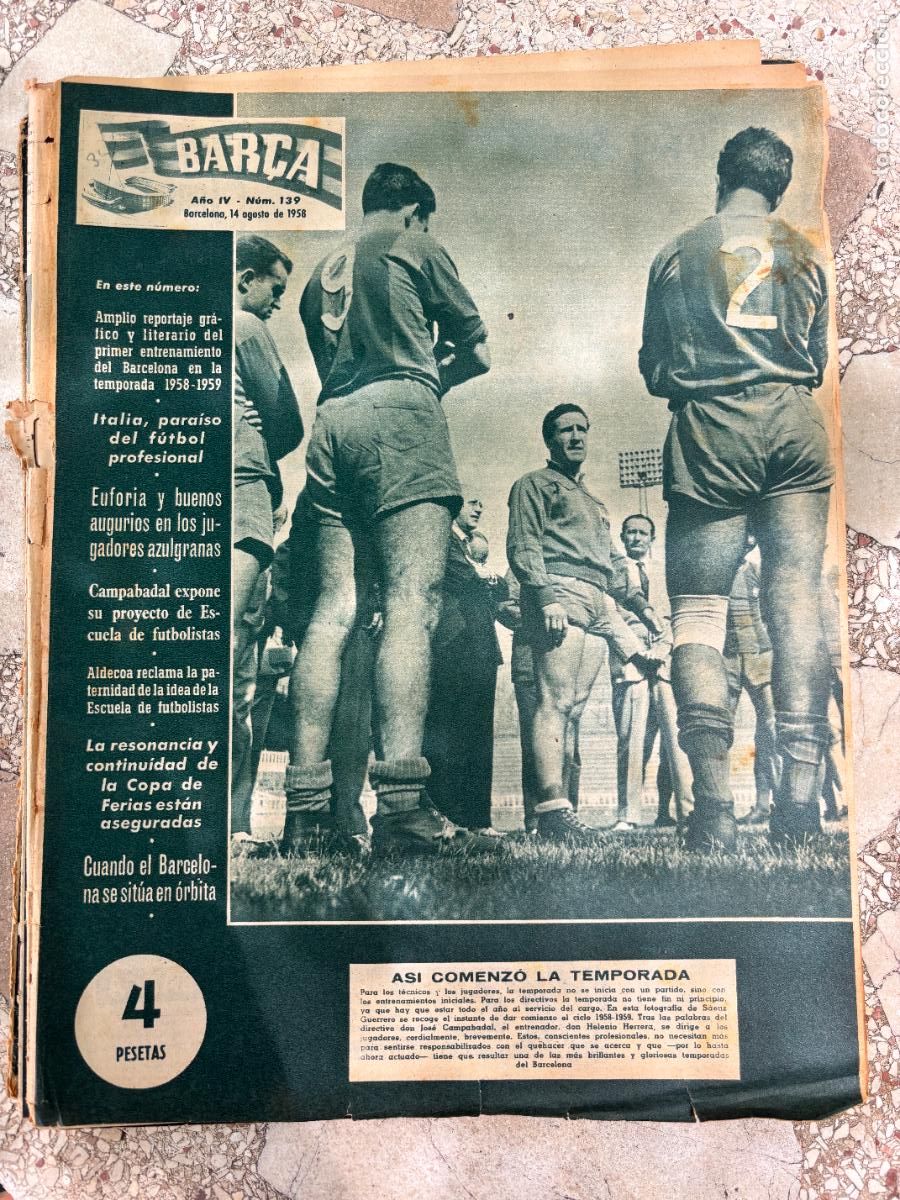 Coleccionismo deportivo: BAR&Ccedil;A N&ordm; 139 A&Ntilde;O 1958. INICIO TEMPORADA 58/59. PRIMER ENTRENAMIENTO.