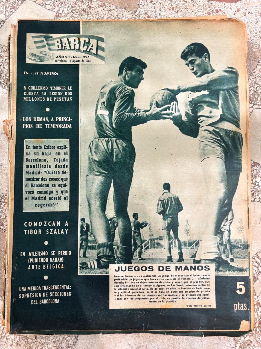 Coleccionismo deportivo: BAR&Ccedil;A N&ordm; 297 A&Ntilde;O 1961. ENRIQUE GENSANA EN PORTADA. TAS SEREF. TIBOR SZALAY.