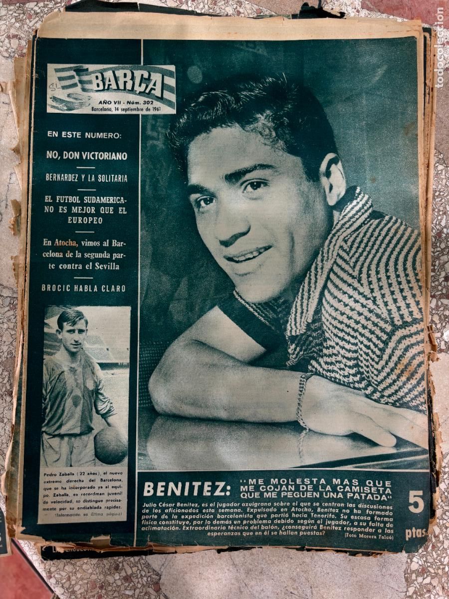 Coleccionismo deportivo: BAR&Ccedil;A N&ordm; 302 A&Ntilde;O 1961. BENITEZ EN PORTADA. PEDRO ZABALLA. DON VICTORIANO. BROCIC.