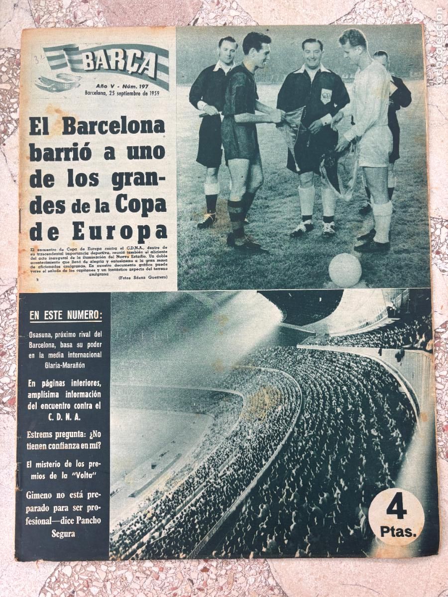 Coleccionismo deportivo: BAR&Ccedil;A N&ordm; 197 A&Ntilde;O 1959. COPA DE EUROPA. GIMENO. PANCHO SEGURA.
