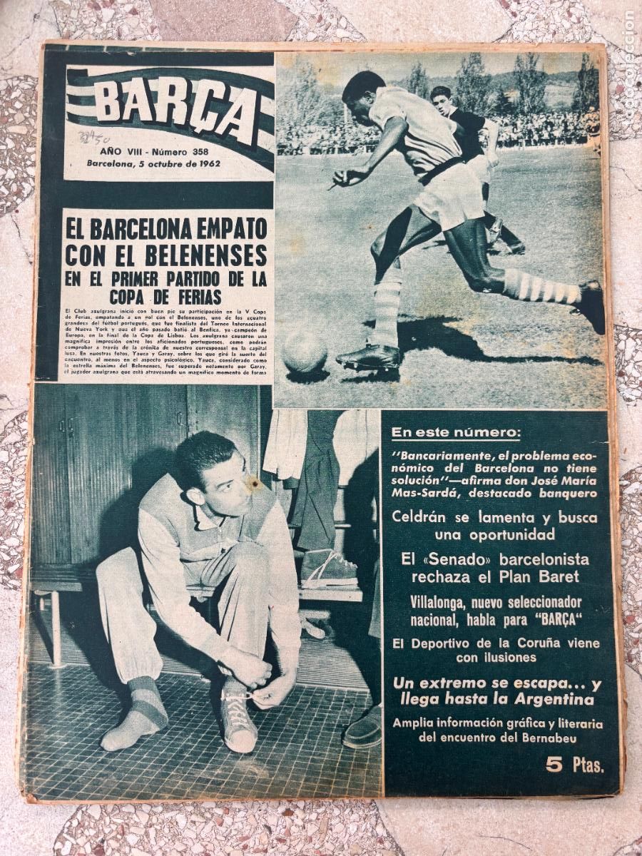 Coleccionismo deportivo: BAR&Ccedil;A N&ordm; 358 A&Ntilde;O 1962. BARCELONA BELENENSES. PLAN BARET. JOSE MAR&Iacute;A MAS-SARD&Aacute;.