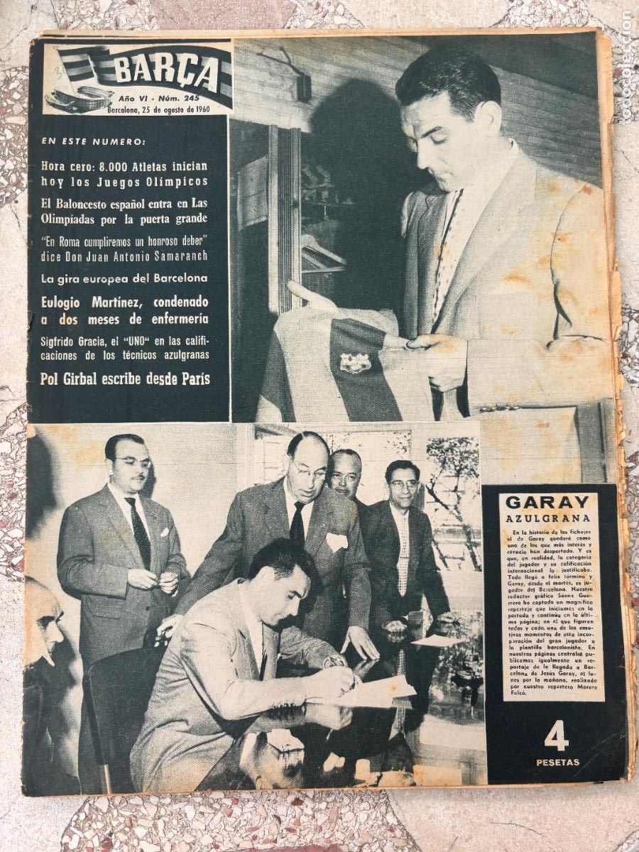 Coleccionismo deportivo: BAR&Ccedil;A N&ordm; 245 A&Ntilde;O 1960. POL GIRBAL. GARAY EN PORTADA. JUAN ANTONIO SAMARANCH.
