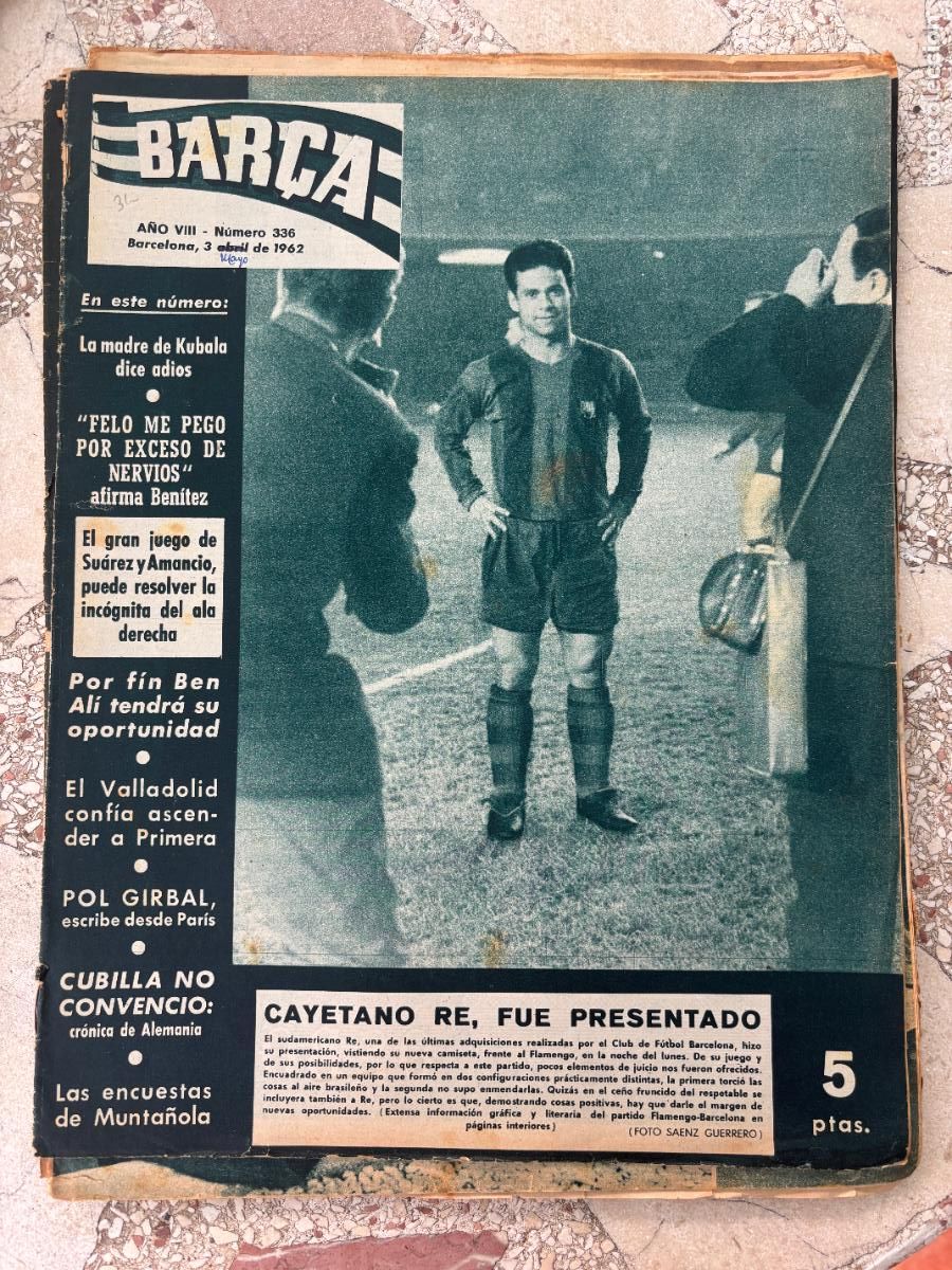 Coleccionismo deportivo: BAR&Ccedil;A N&ordm; 336 A&Ntilde;O 1962. CAYETANO RE EN PORTADA. SUAREZ Y AMANCIO. CUBILLA.