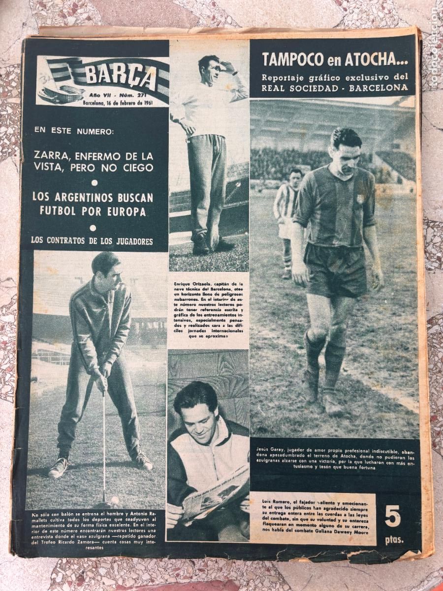 Coleccionismo deportivo: BAR&Ccedil;A N&ordm; 271 A&Ntilde;O 1961. LUIS ROMERO. JESUS GARAY. ENRIQUE ORIZAOLA. ANTONIO RAMALLETS.