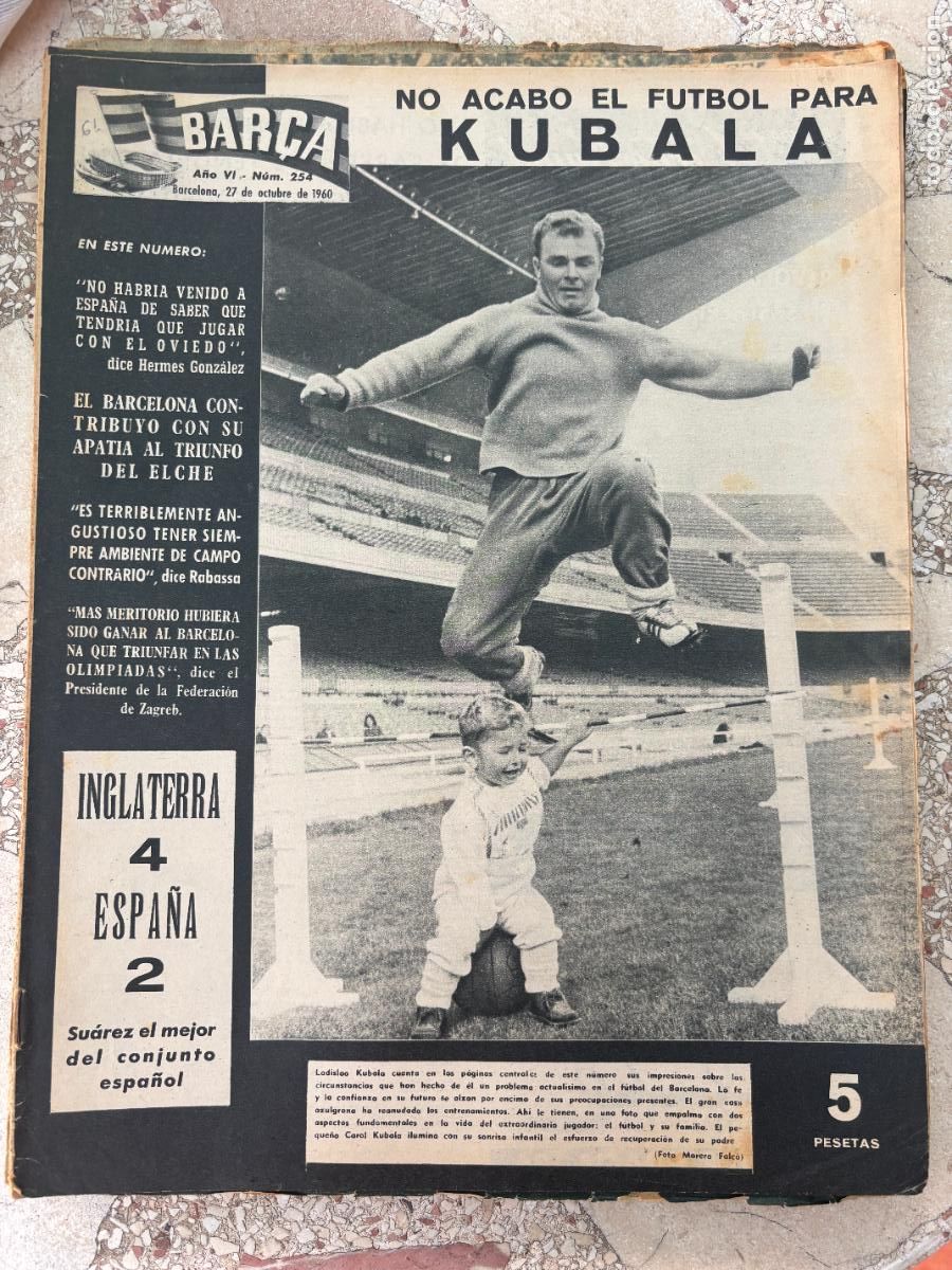 Coleccionismo deportivo: BAR&Ccedil;A N&ordm; 254 A&Ntilde;O 1960. LADISLAO KUBALA EN PORTADA. HERMES GONZALEZ. RABASSA.