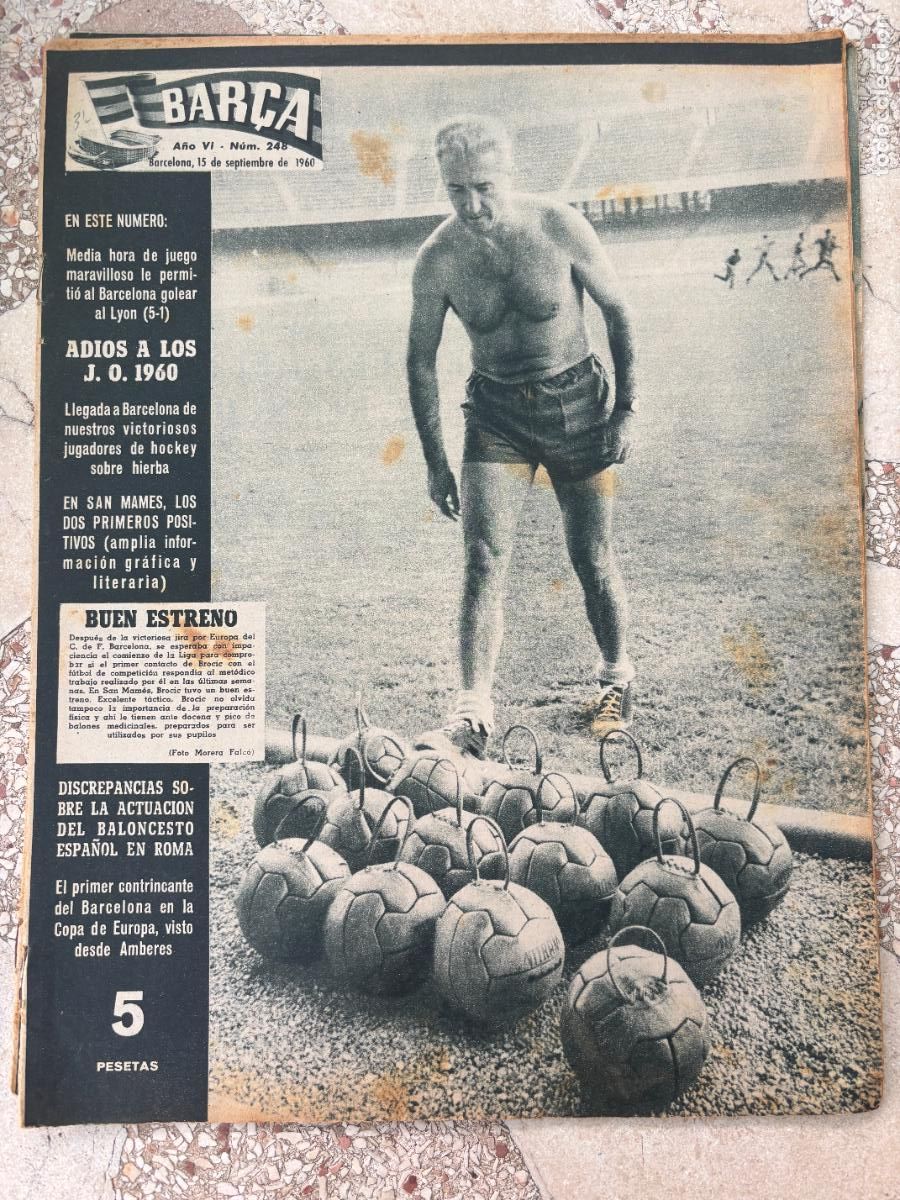 Coleccionismo deportivo: BAR&Ccedil;A N&ordm; 248 A&Ntilde;O 1960. BROCIC EN PORTADA. COPA DE EUROPA AMBERES. BARCELONA LYON.