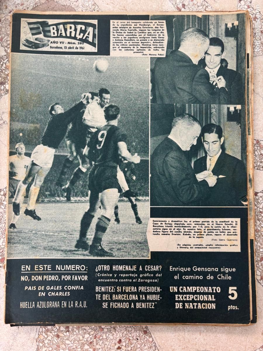 Coleccionismo deportivo: BAR&Ccedil;A N&ordm; 280 A&Ntilde;O 1961. MAR&Iacute;A CASTIELLO. JES&Uacute;S GARAY Y ANTONIO RAMALLETS. ENRIQUE GENSANA.