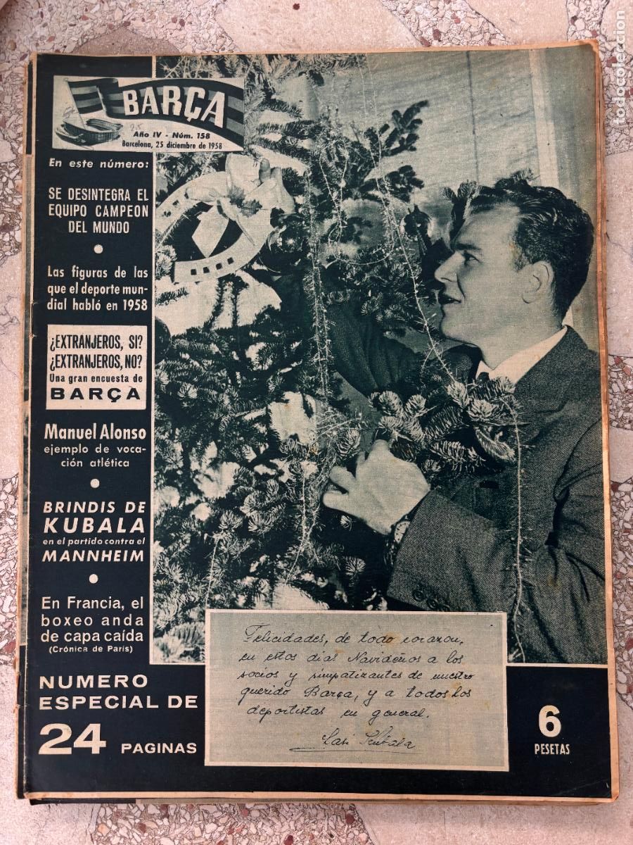Coleccionismo deportivo: BAR&Ccedil;A N&ordm; 158 A&Ntilde;O 1958. KUBALA VS MANNHEIM. MANUEL ALONSO.