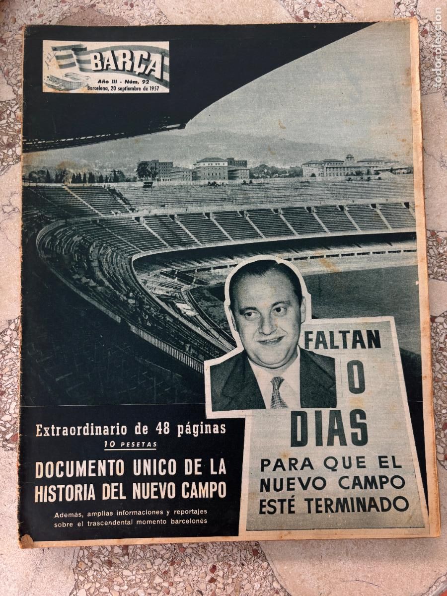 Coleccionismo deportivo: BAR&Ccedil;A N&ordm; 92 A&Ntilde;O 1957. N&Uacute;MERO EXTRAORDINARIO SOBRE LA INNAUGURACI&Oacute;N DEL CAMP NOU.