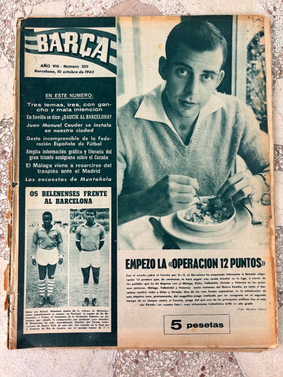 Collezionismo sportivo: BAR&Ccedil;A N&ordm; 359 A&Ntilde;O 1962. DAUCIK AL BAR&Ccedil;A. JUAN MANUEL COUDER. OS BELENENSES.