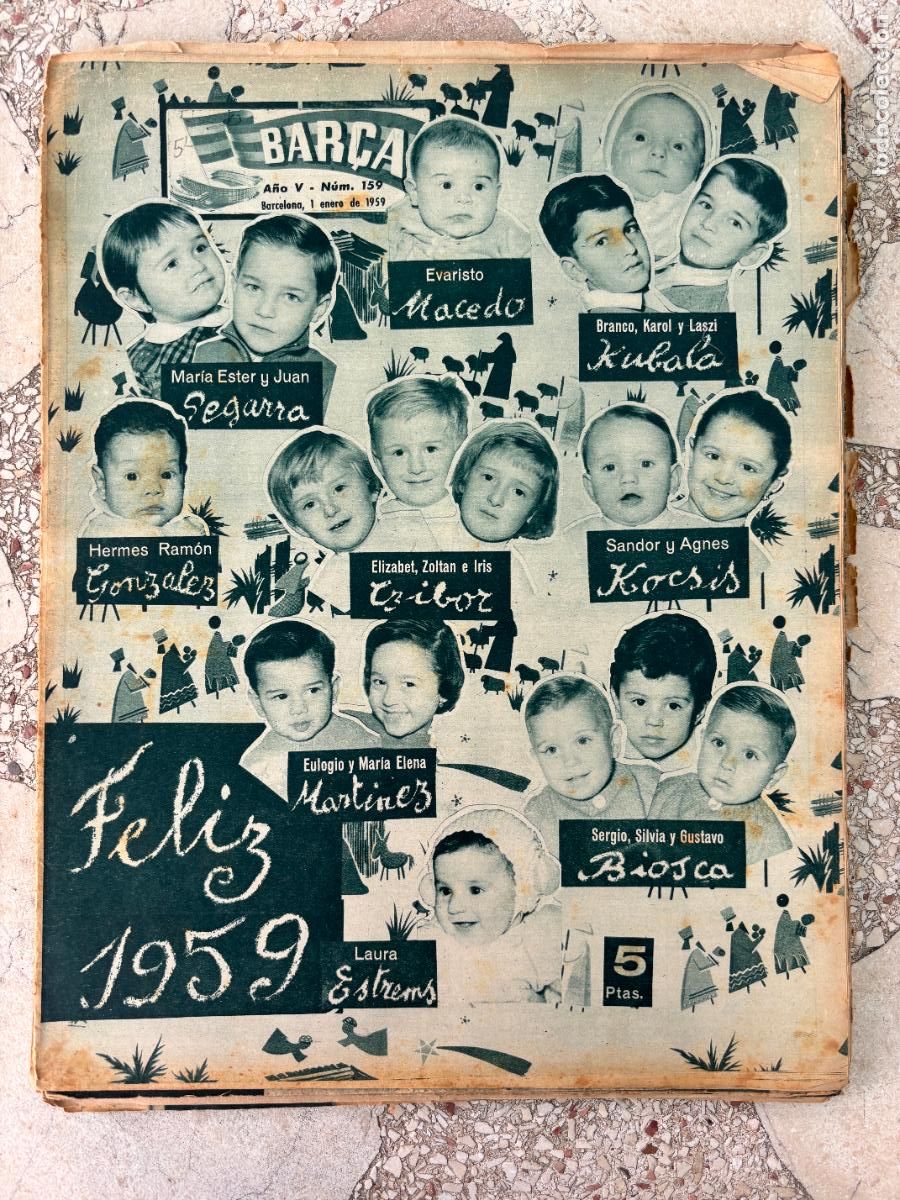 Coleccionismo deportivo: BAR&Ccedil;A N&ordm; 159 A&Ntilde;O 1959. HIJOS DE FUTBOLISTAS EN PORTADA. KUBALA. KOCSIS. BIOSCA.