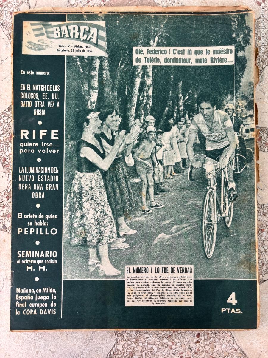 Coleccionismo deportivo: BAR&Ccedil;A N&ordm; 188 A&Ntilde;O 1959. FEDERICO BAHAMONDES EN PORTADA. PEPILLO.