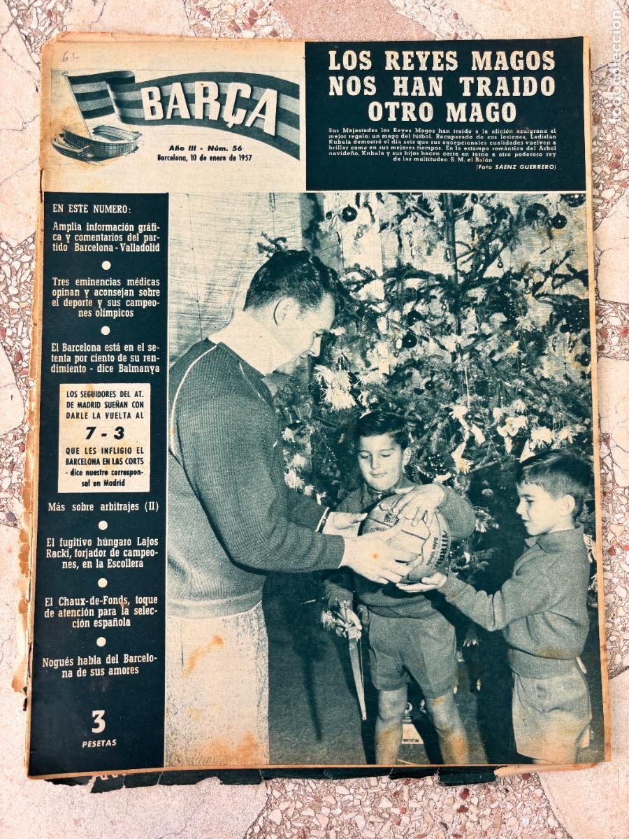 Coleccionismo deportivo: BAR&Ccedil;A N&ordm; 56 A&Ntilde;O 1957. LADISLAO KUBALA EN PORTADA. CHAUX DE FOND. NOGU&Eacute;S.