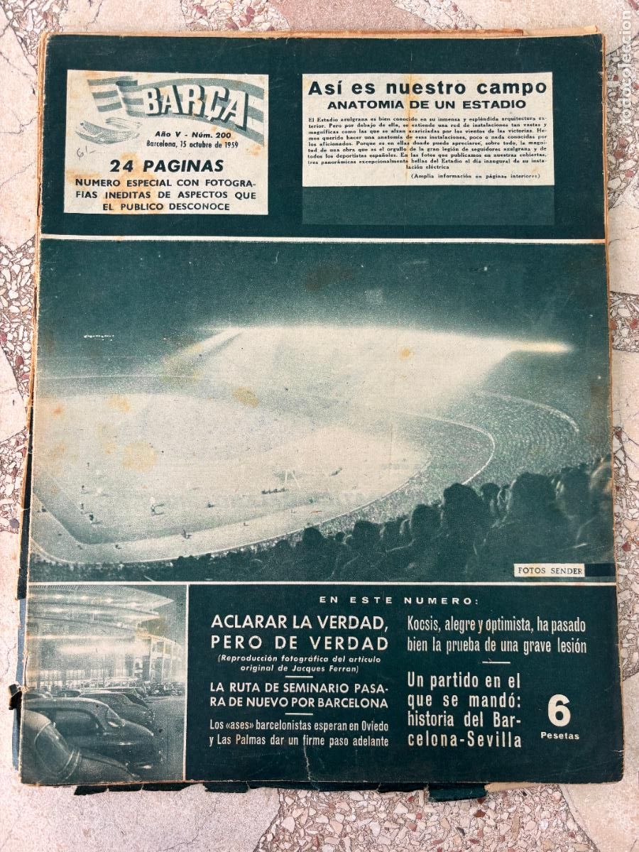 Collectionnisme sportif: BAR&Ccedil;A N&ordm; 200 A&Ntilde;O 1959. KOCSIS. SEGARRA. LUIS SUAREZ. KUBALA. RAMALLETS. GENSANA. OLIVELLA.