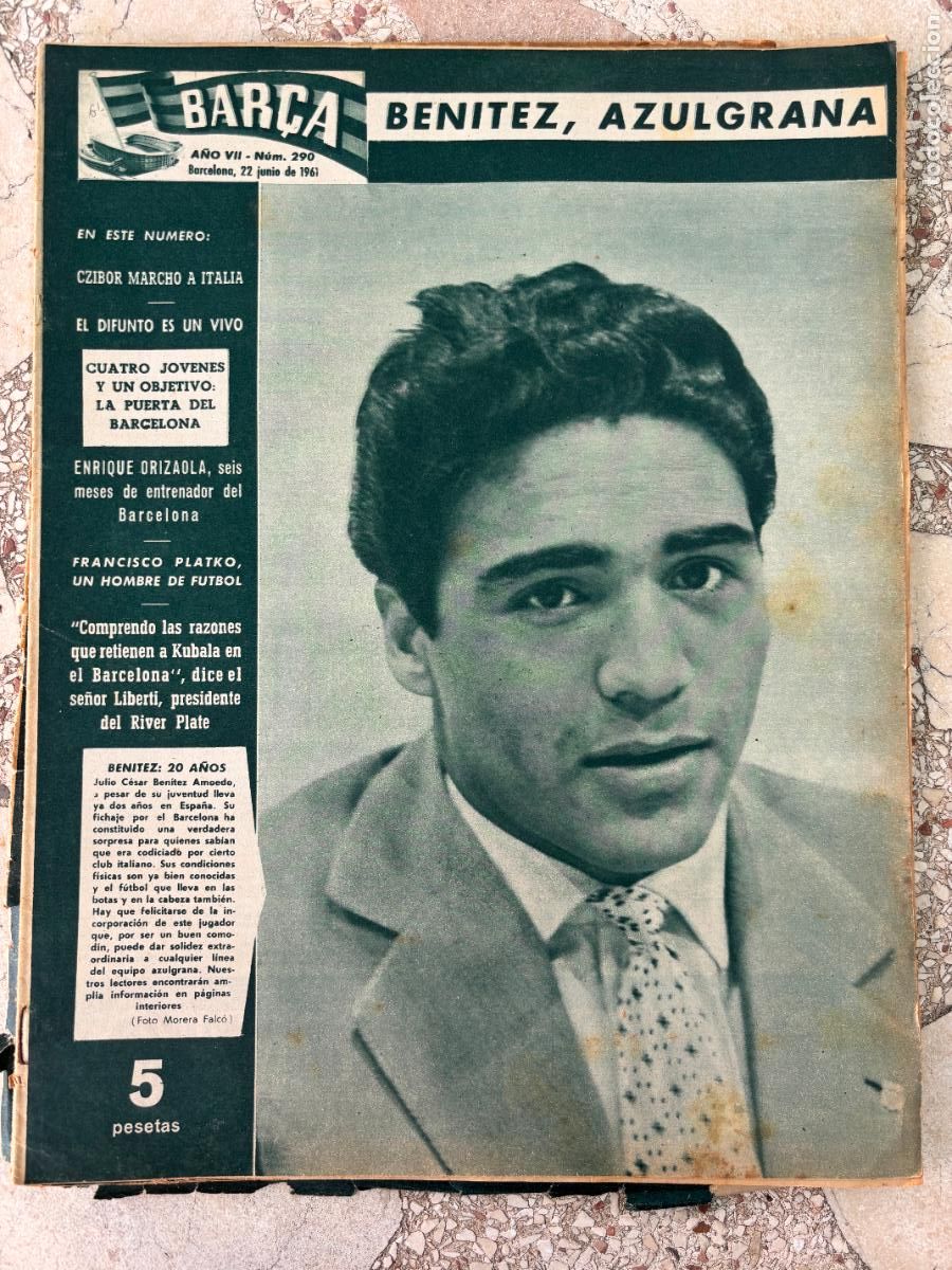 Collectionnisme sportif: BAR&Ccedil;A N&ordm; 290 A&Ntilde;O 1961. JULIO CESAR BENITEZ AMOEDO EN PORTADA. FRANCISCO PLATKO. CZIBOR.