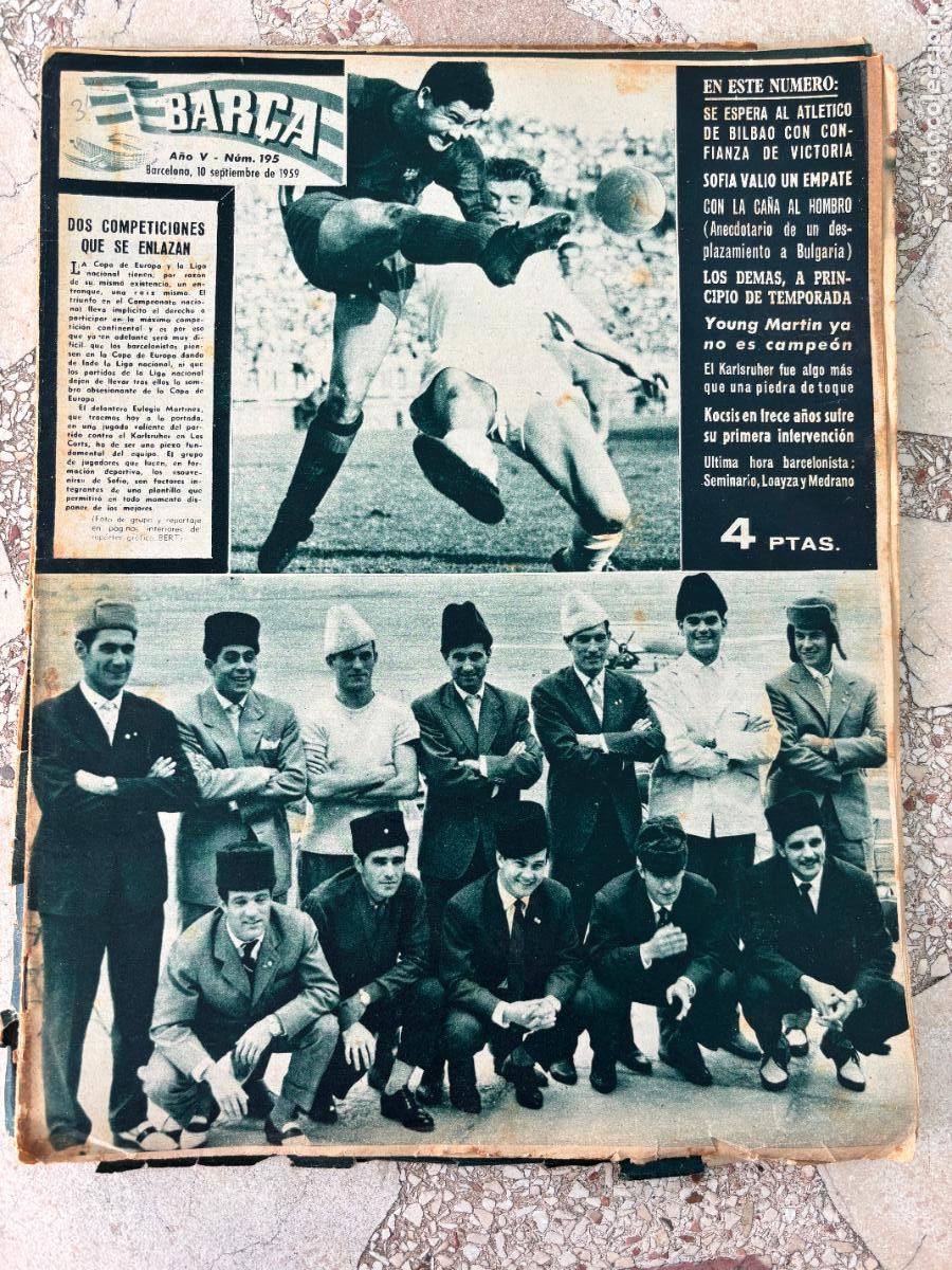 Coleccionismo deportivo: BAR&Ccedil;A N&ordm; 195 A&Ntilde;O 1959. YOUNG MARTIN. KOCSIS. LOAYZA Y MEDRANO. EULOGIO MARTINEZ EN PORTADA.