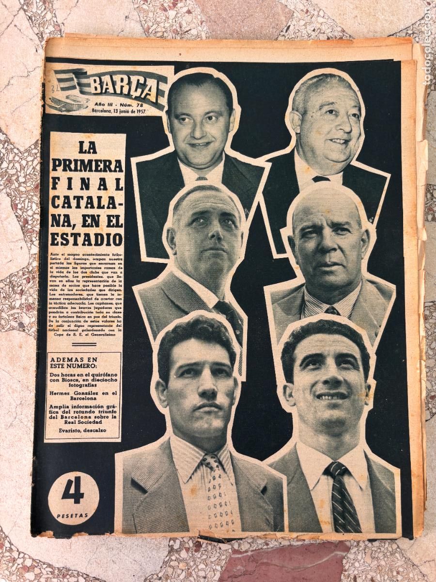 Sports collectibles: BAR&Ccedil;A N&ordm; 78 A&Ntilde;O 1957. COPA DEL GENERAL&Iacute;SIMO. HERMES GONZALEZ. EVARISTO. BIOSCA EN QUIR&Oacute;FANO.