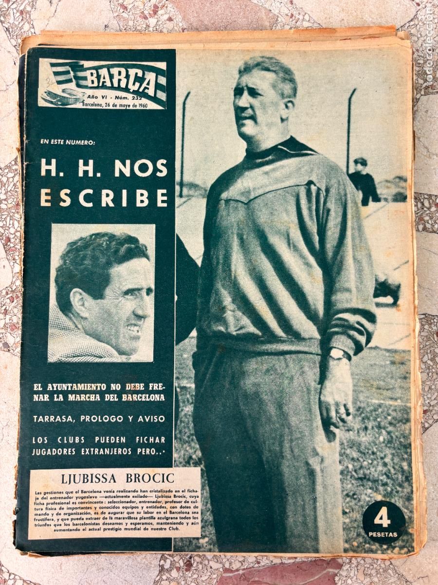 Coleccionismo deportivo: BAR&Ccedil;A N&ordm; 232 A&Ntilde;O 1960. LJUBISSA BROCIC EN PORTADA. TROFEO CONDE DE GOD&Oacute;.