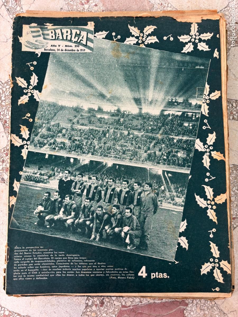 Coleccionismo deportivo: BAR&Ccedil;A N&ordm; 210 A&Ntilde;O 1959. ALINEACI&Oacute;N BARCELONA EN PORTADA.