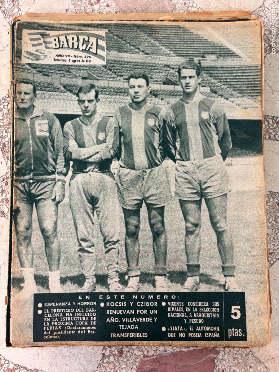 Coleccionismo deportivo: BAR&Ccedil;A N&ordm; 296 A&Ntilde;O 1961. KOCSIS Y CZIBOR RENOVADOS. SIATA. ZABALLA. ZALDUA. SZALAY.