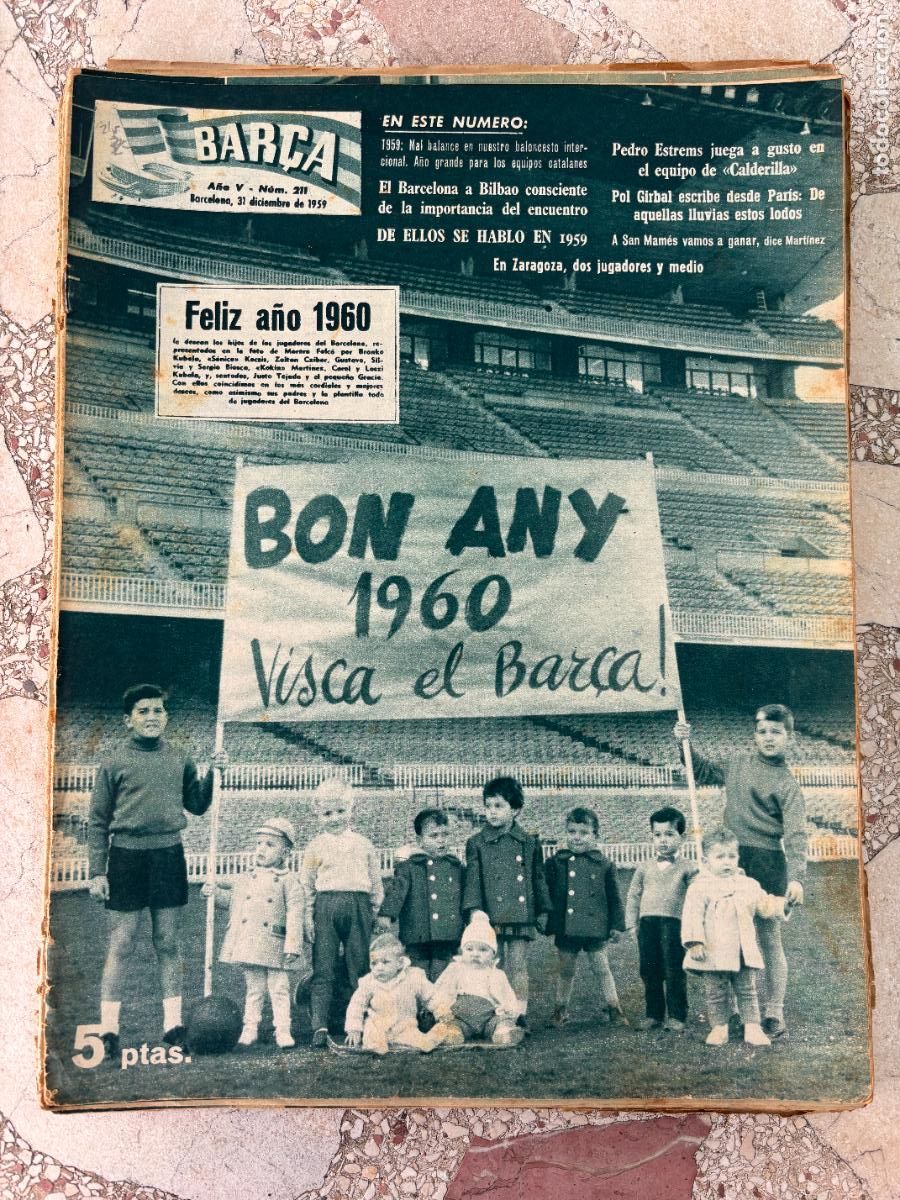 Coleccionismo deportivo: BAR&Ccedil;A N&ordm; 211 A&Ntilde;O 1959. BRANKO, KUBALA, KOCSIS, ZOLTON. PEDRO ESTREMS. POL GIRBAL.