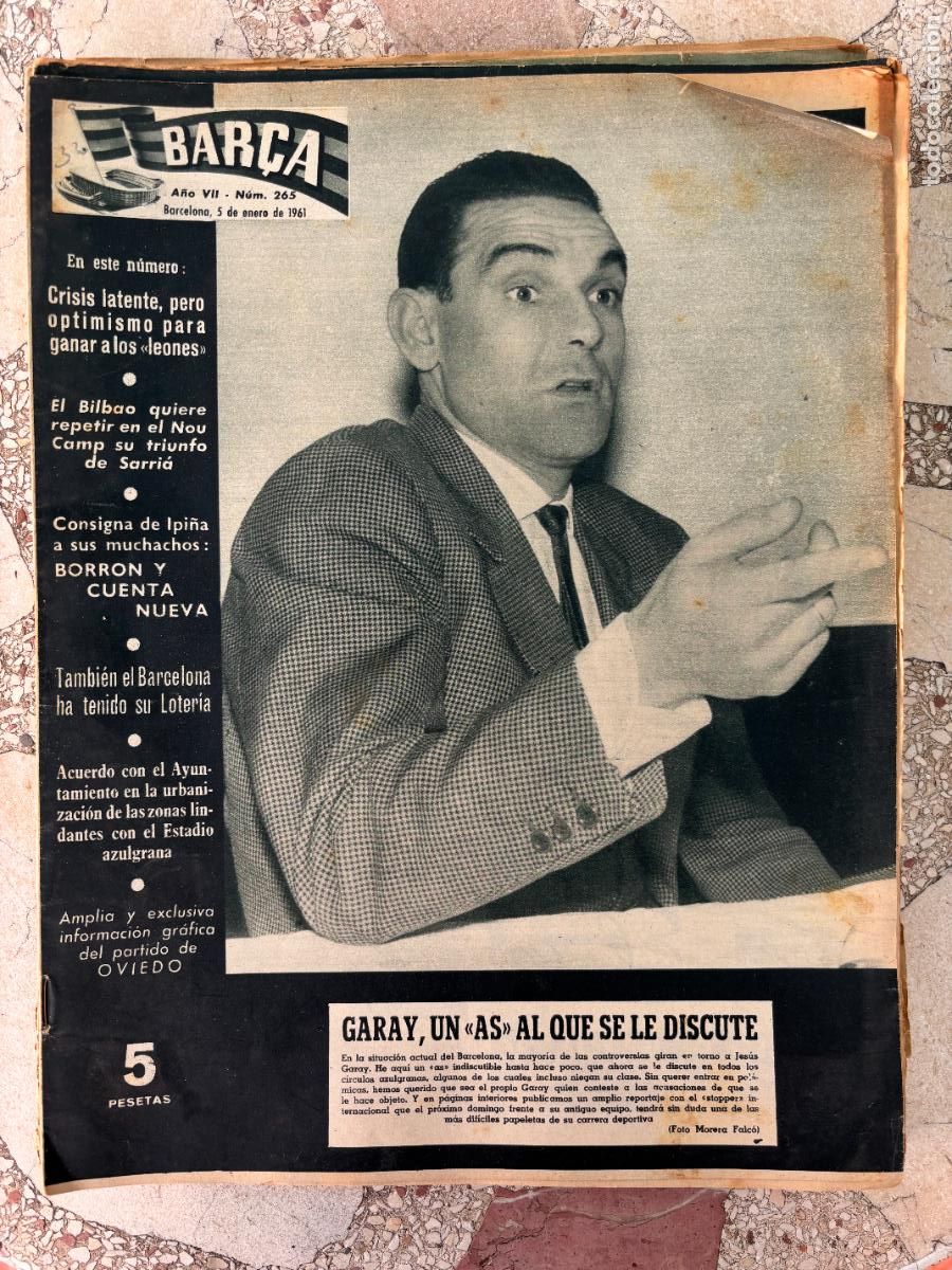 Coleccionismo deportivo: BAR&Ccedil;A N&ordm; 265 A&Ntilde;O 1961. JES&Uacute;S GARAY EN PORTADA Y REPORTAJE. IPI&Ntilde;A.