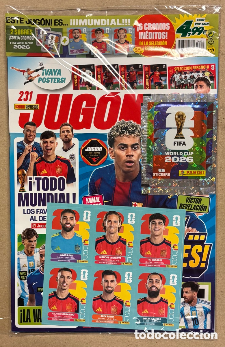 Sammelleidenschaft Sport: JUG&Oacute;N N&deg; 231 (JULIO 2026), GON 6 CROMOS IN&Eacute;DITOS MUNDIAL ESPA&Ntilde;A + 2 SOBRES PANINI WORLD CUP 2026