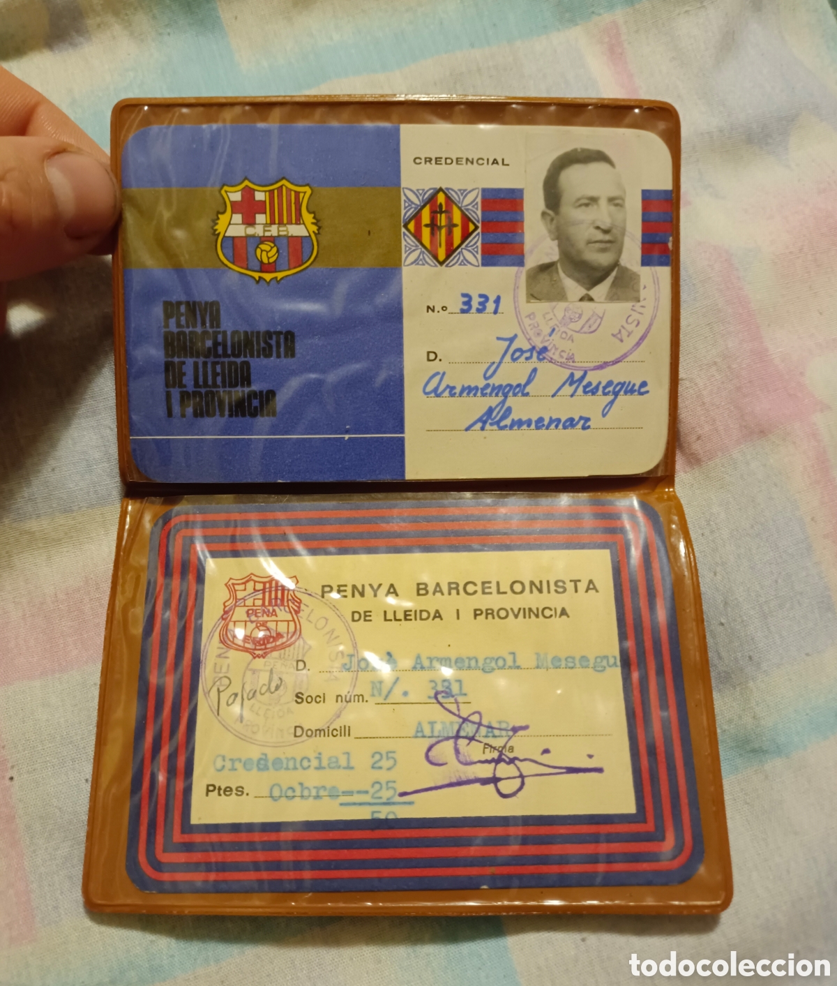 Coleccionismo deportivo: Antiguo Carnet de socio penya barcelonista de Lleida i provicia bar&ccedil;a, futbol club barcelona