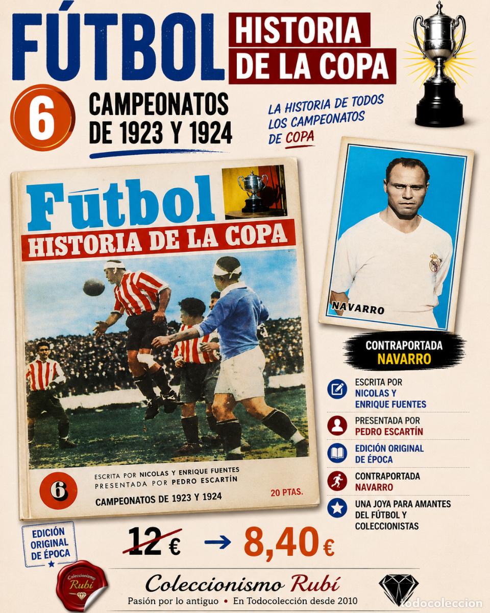 Collectionnisme sportif: F&Uacute;TBOL | HISTORIA DE LA COPA N.&ordm; 6 | CAMPEONATOS DE 1923 Y 1924 | CONTRAPORTADA NAVARRO