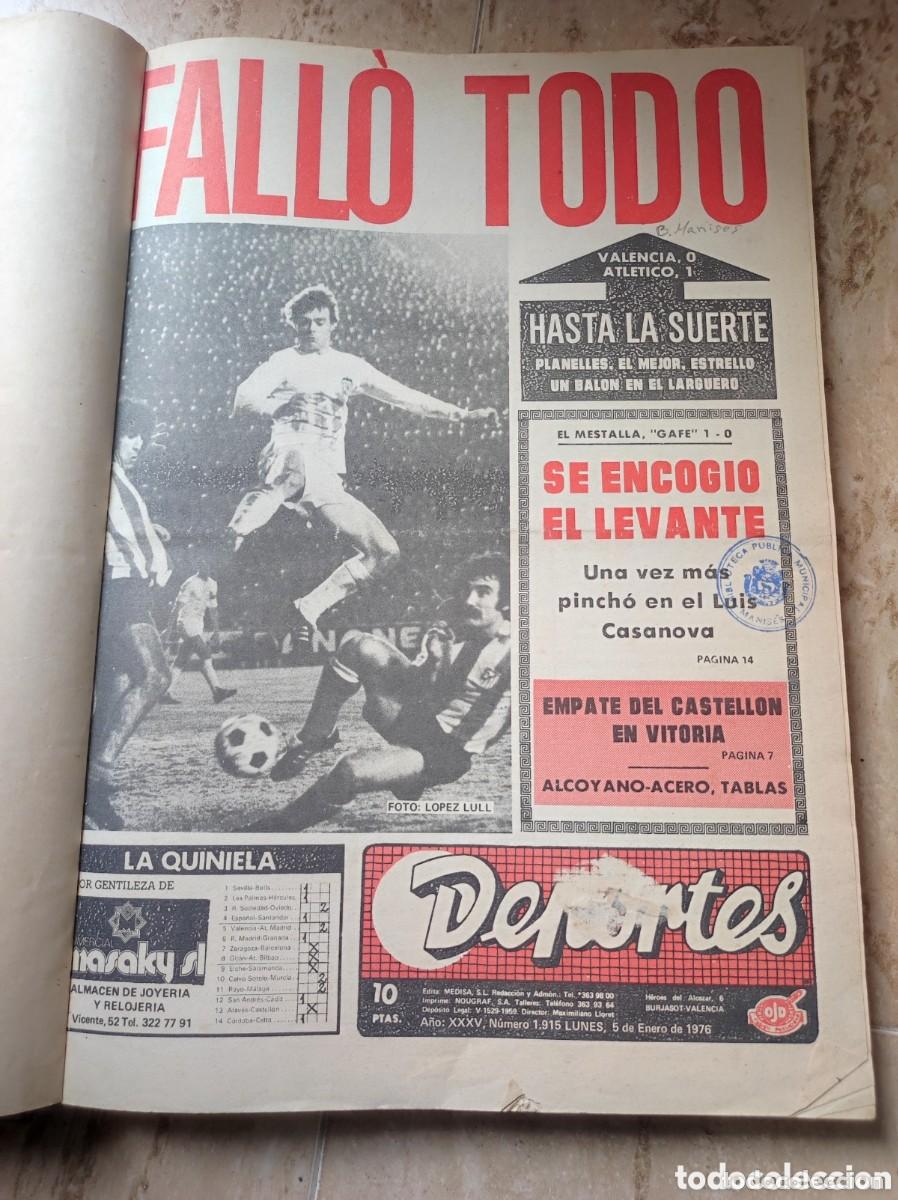 Sports collectibles: Lote de 18 periodicos Deportes Valencia en 1 tomo, a&ntilde;o 1976