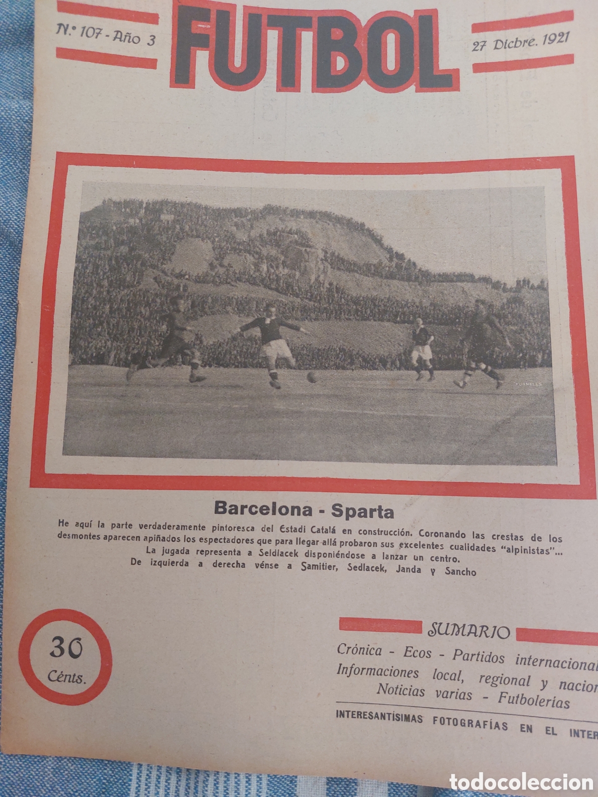 Sports collectibles: antigua revista Futbol a&ntilde;o 1921 barcelona Sparta Estadi catala en construccion Espa&ntilde;a Portugal
