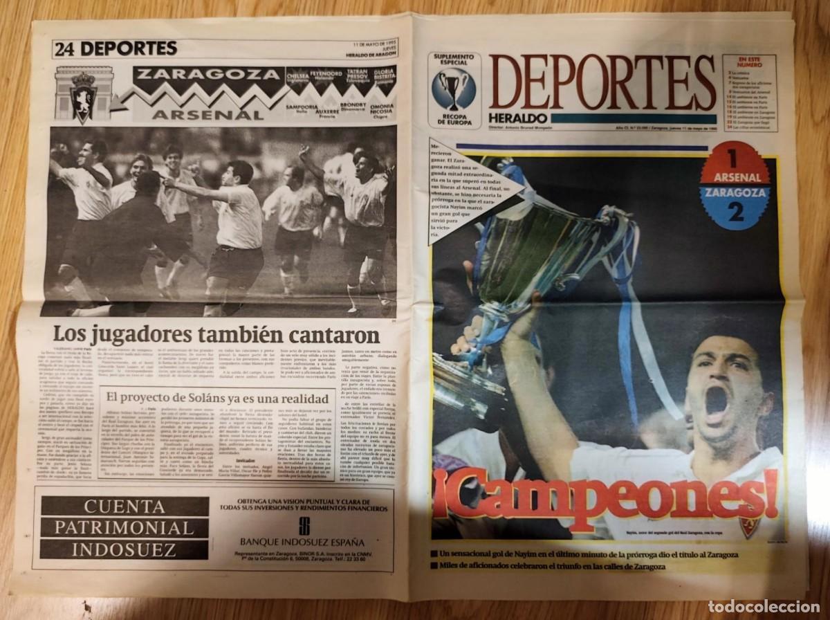 Coleccionismo deportivo: SUPLEMENTO PERIODICO HERALDO ARAGON REAL ZARAGOZA CAMPEON RECOPA 1995 GOL NAYIM