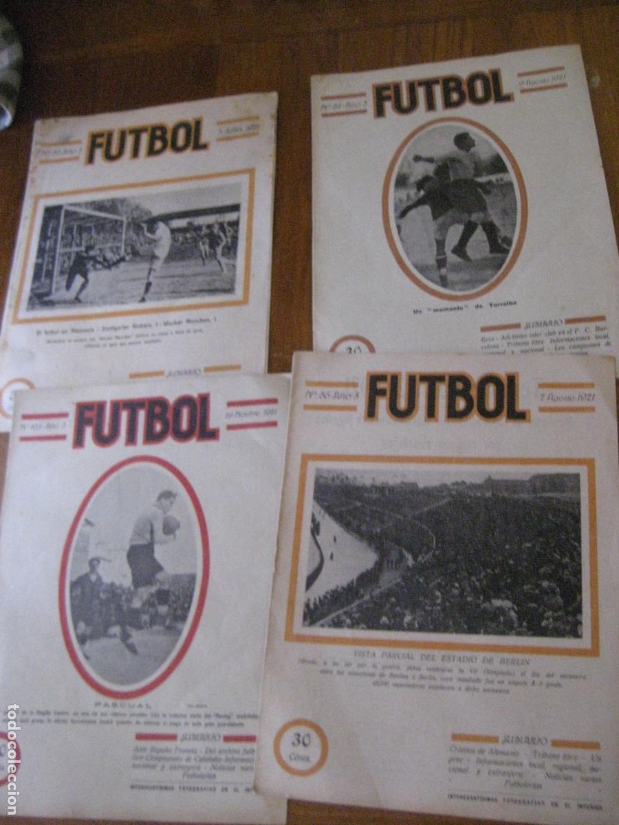 Sports collectibles: 4 antiguas revistas Futbol a&ntilde;o 1921 , asamblea Bar&ccedil;a , futbol regional aleman campeonato Catalu&ntilde;a