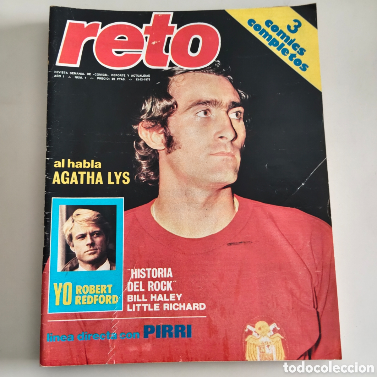 Coleccionismo deportivo: Lote de 4 revistas Reto deporte Futbol Comic tebeo Pirri Cruyff Pereria Gallego a&ntilde;o 1976 N&uacute;mero 1