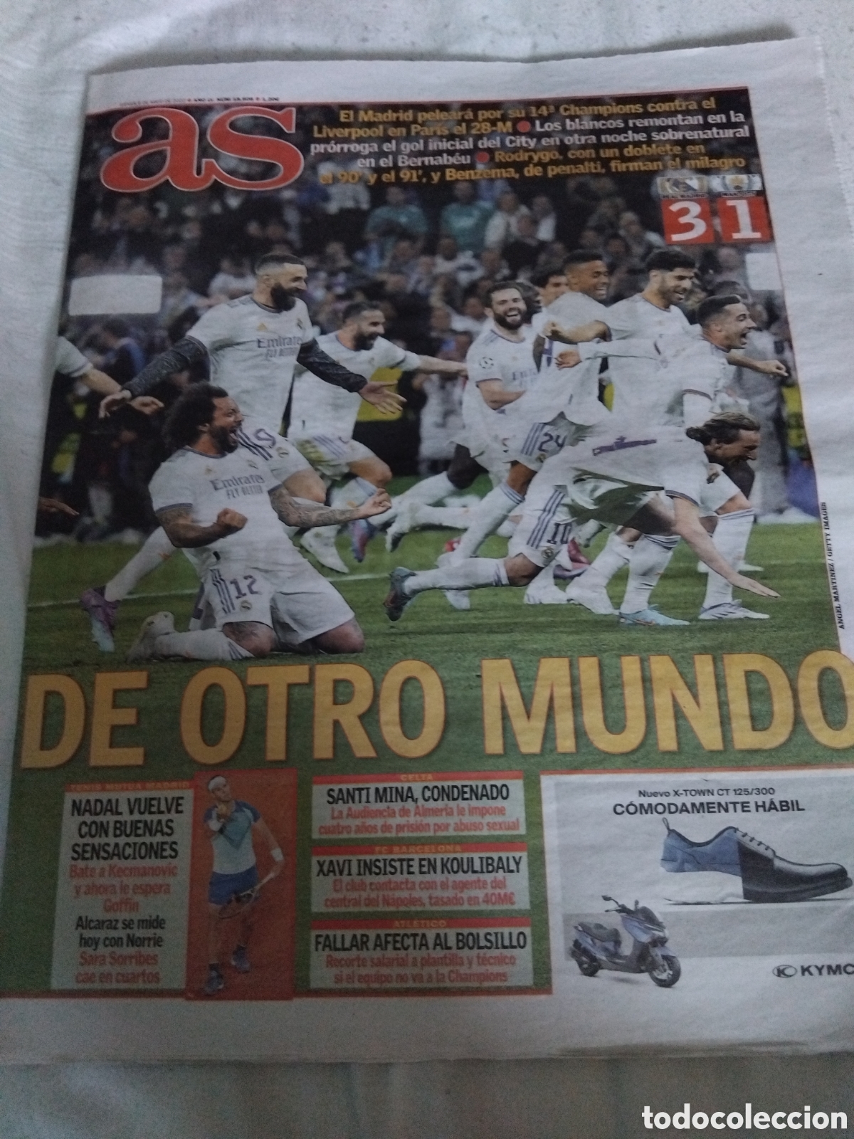 Coleccionismo deportivo: Periodico R.Madrid finalista champions 2022