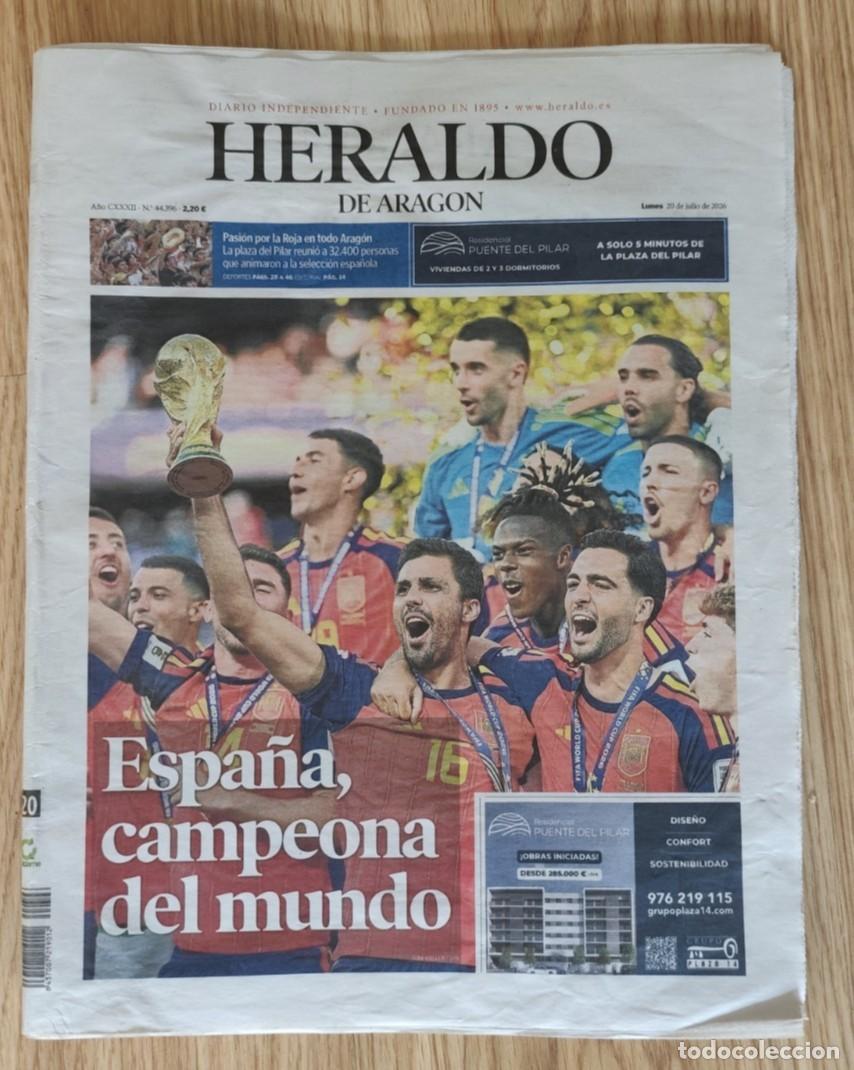 Coleccionismo deportivo: HERALDO ARAGON SELECCION ESPA&Ntilde;OLA CAMPEONA MUNDIAL FUTBOL 2026 ESPA&Ntilde;A ARGENTINA