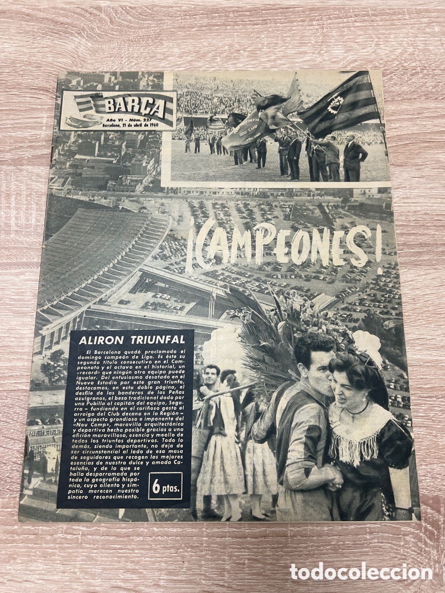 Coleccionismo deportivo: REVISTA BAR&Ccedil;A N&ordm; 227 ( 21-04-1960 ) FC BARCELONA CAMPEON LIGA