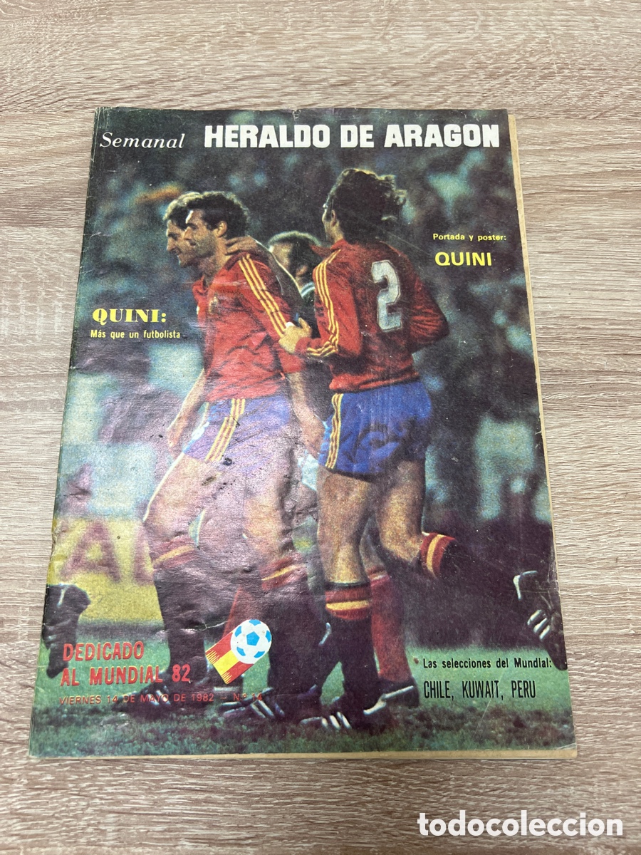 Coleccionismo deportivo: MUNDIAL ESPA&Ntilde;A 82 KUWAIT CHILE - PERU + POSTER QUINI HERALDO ARAGON