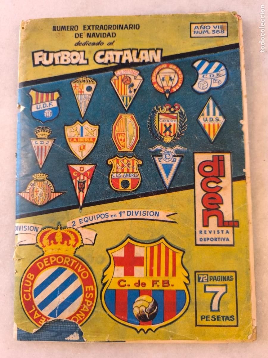 Coleccionismo deportivo: Dicen Diario Deportivo Extra de Navidad dedicado al f&uacute;tbol catal&aacute;n N&ordm; 368 a&ntilde;o 1959