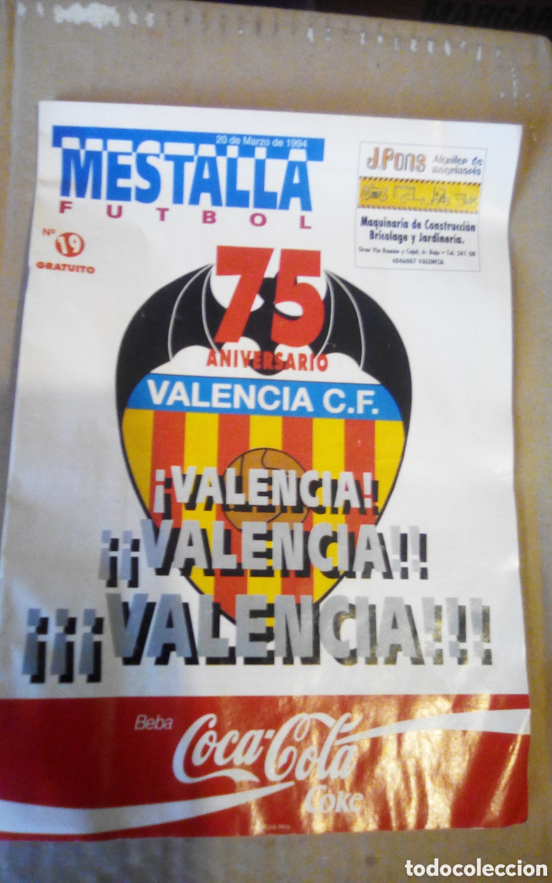 Coleccionismo deportivo: Mestalla F&uacute;tbol. Revista oficial del Valencia C. F., n&deg; 19. 75 Aniversario Valencia C. F.