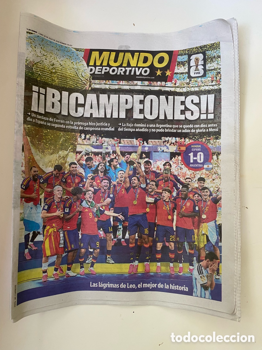 Coleccionismo deportivo: Campeones del Mundo Espa&ntilde;a - Periodico Mundo Deportivo 20 julio 2026