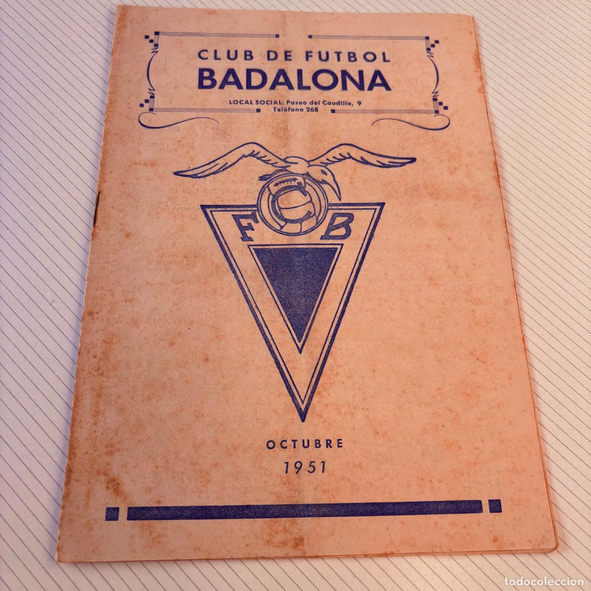 Coleccionismo deportivo: Revista bolet&iacute;n club de f&uacute;tbol Badalona 1951 octubre