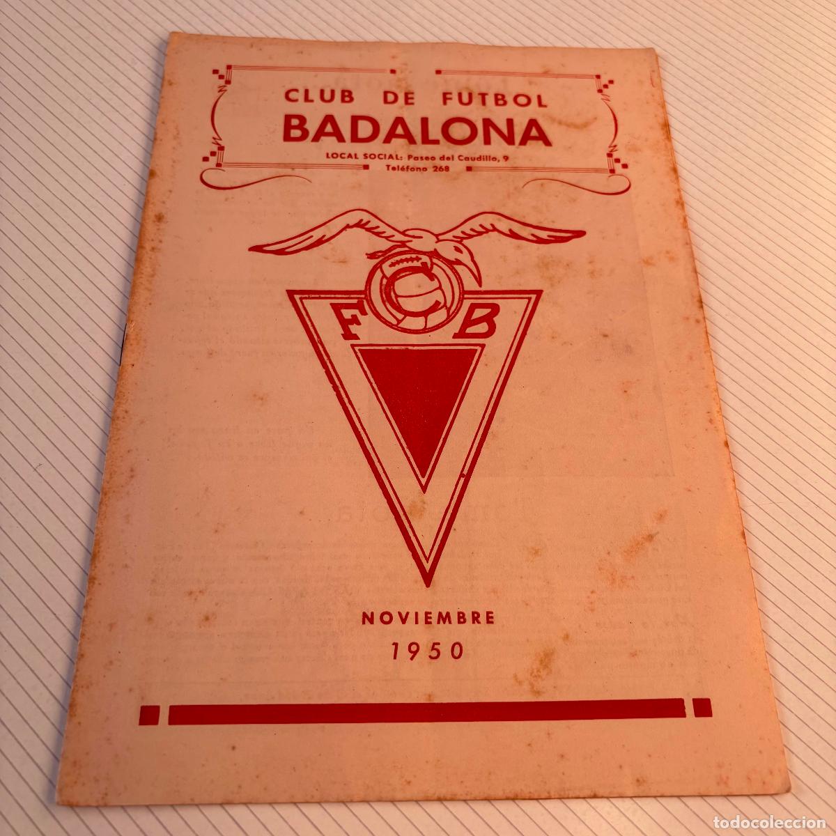 Coleccionismo deportivo: Revista bolet&iacute;n club de f&uacute;tbol Badalona 1950 noviembre