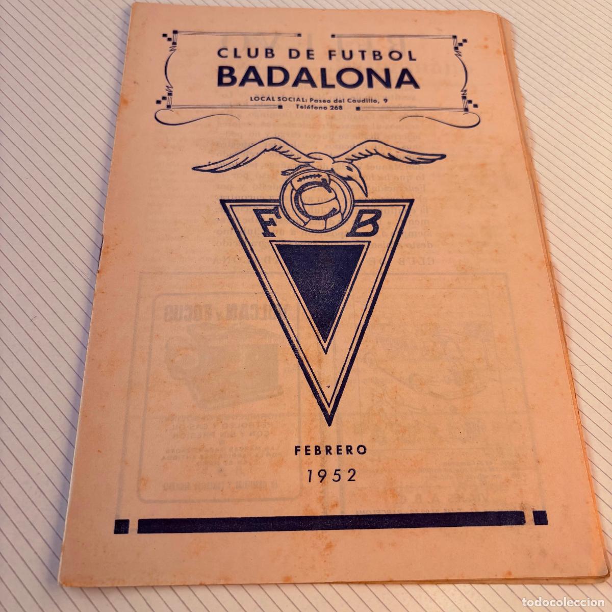 Coleccionismo deportivo: Revista bolet&iacute;n club de f&uacute;tbol Badalona 1952 febrero