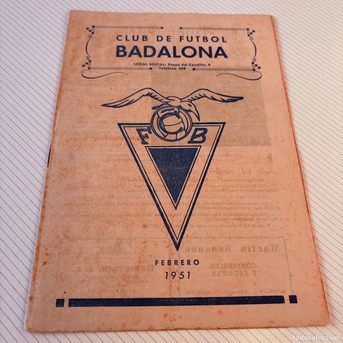 Coleccionismo deportivo: Revista bolet&iacute;n club de f&uacute;tbol Badalona 1951 febrero