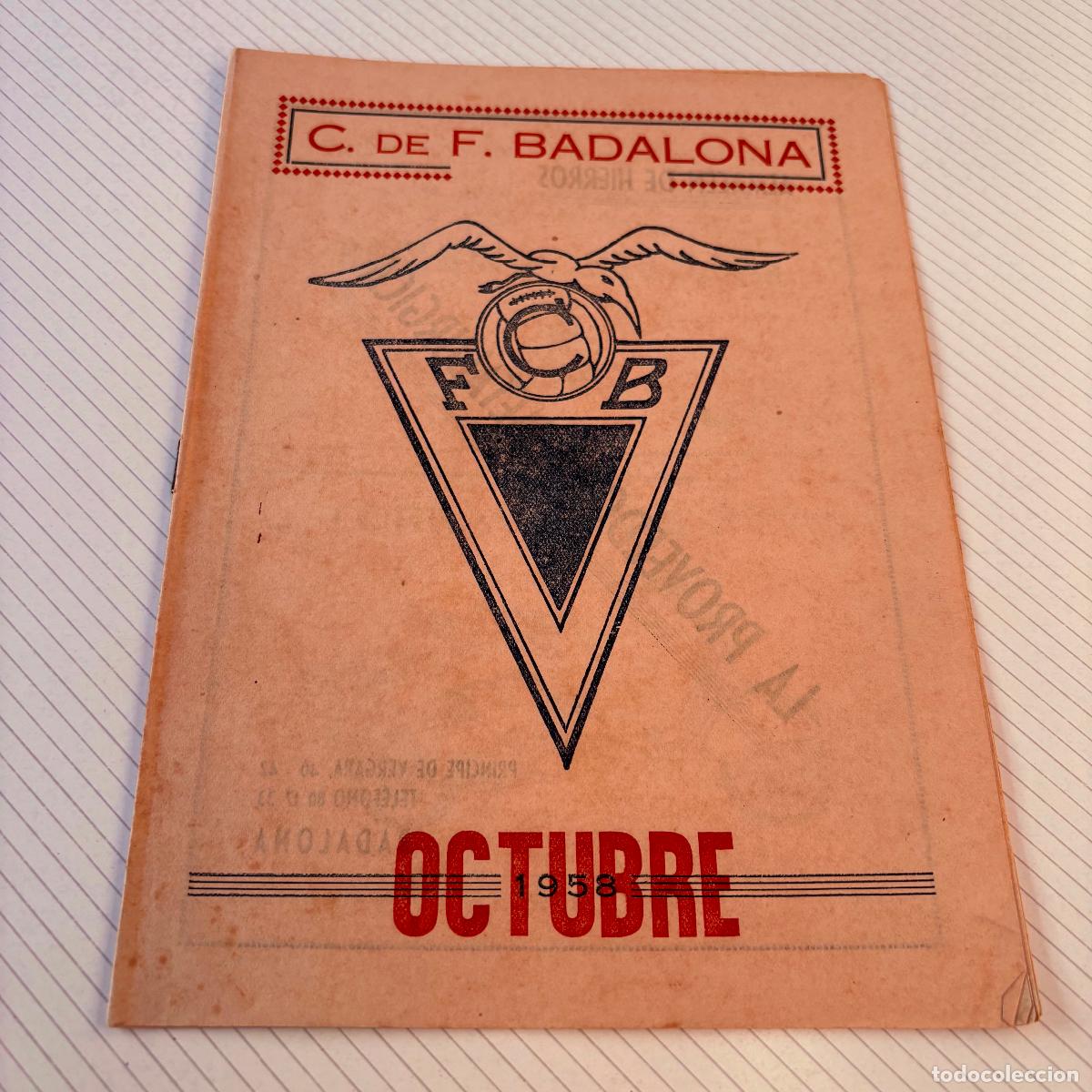 Coleccionismo deportivo: Revista bolet&iacute;n club de f&uacute;tbol Badalona 1958 octubre