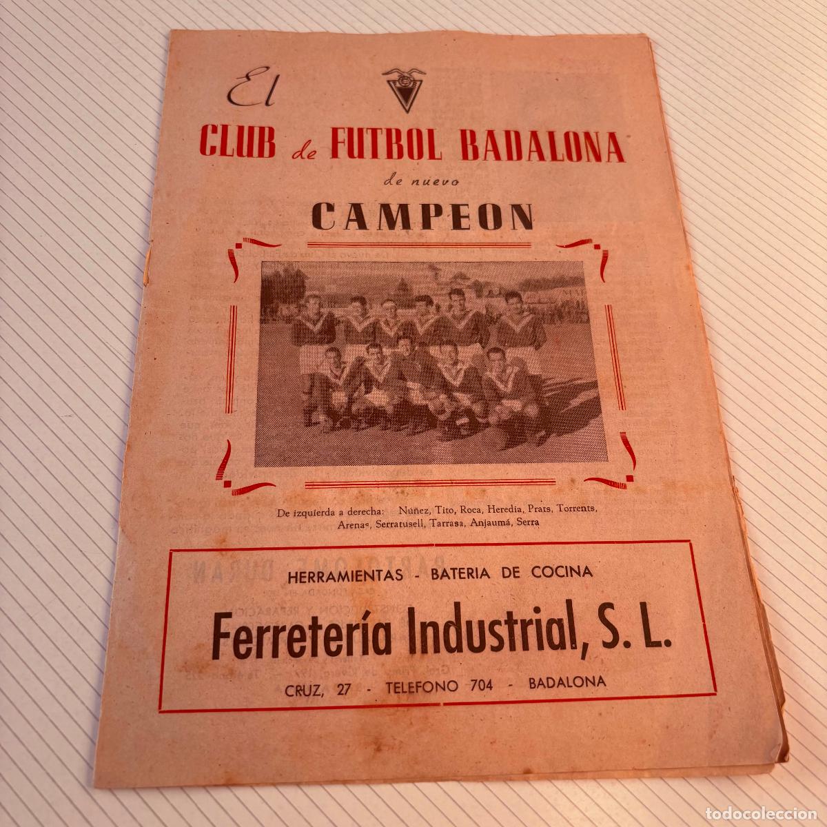 Coleccionismo deportivo: Revista bolet&iacute;n club de f&uacute;tbol Badalona de nuevo campe&oacute;n