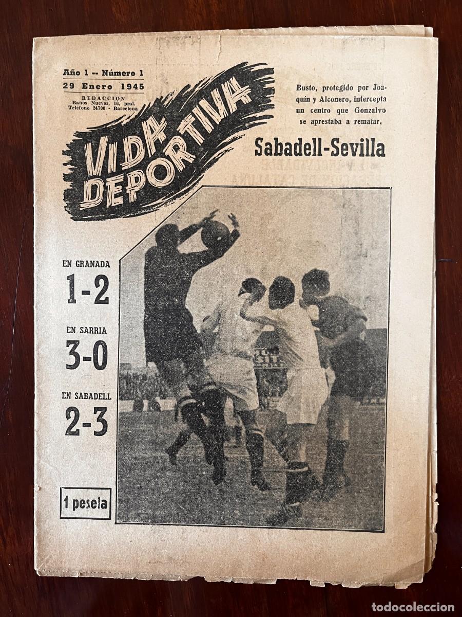 Coleccionismo deportivo: VIDA DEPORTIVA N&ordm; 1, PRIMER N&Uacute;MERO, FC BARCELONA LAS CORTS, 29 ENERO 1945
