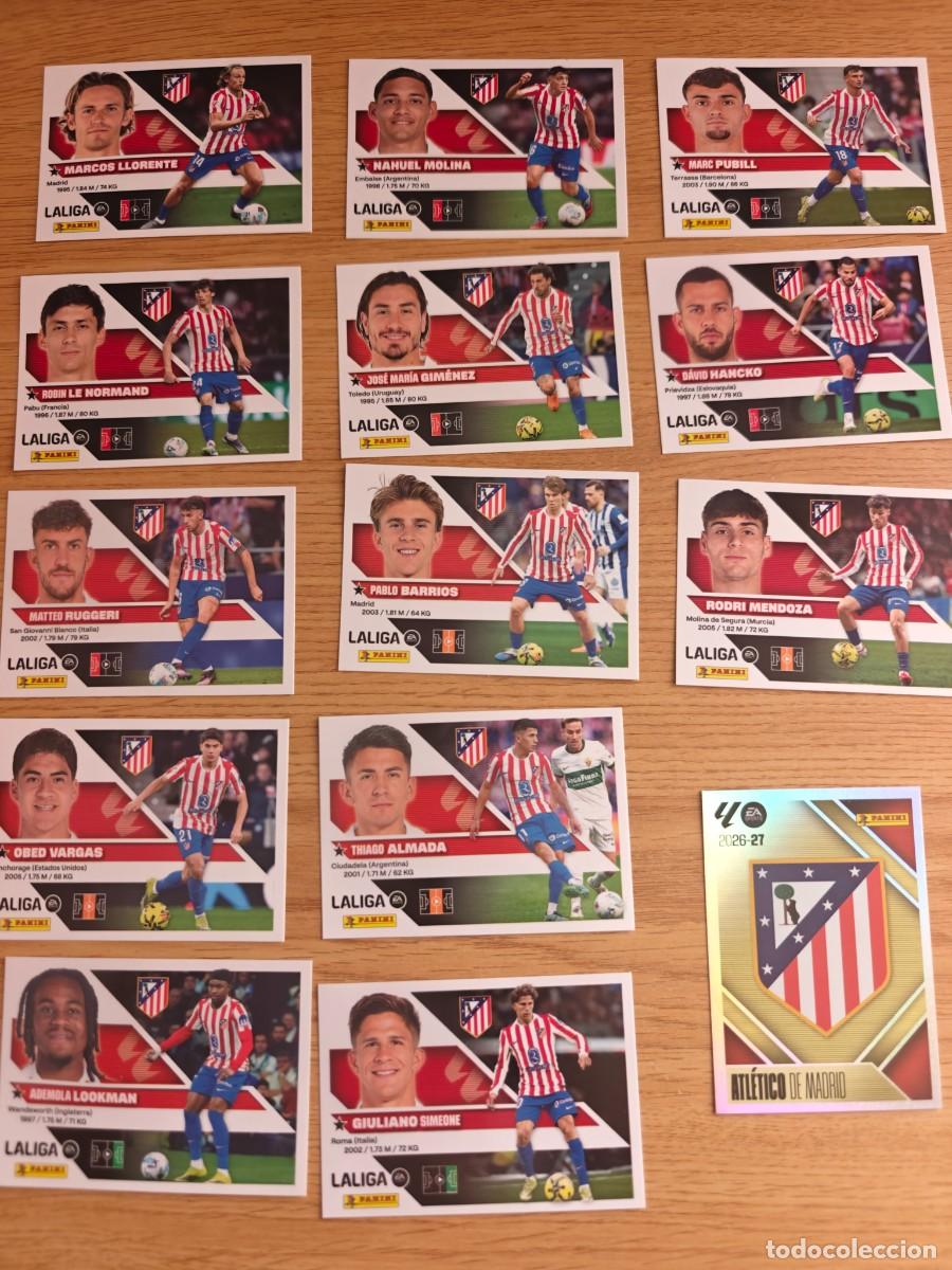 Coleccionismo deportivo: Lote 14 Cromos Liga Este 26 27 Atl&eacute;tico de Madrid 2026 2027